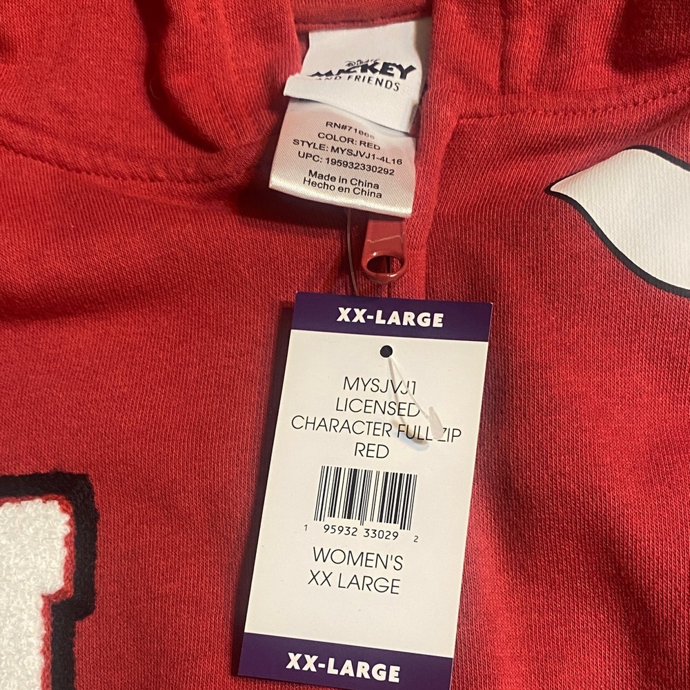 Disney Red Mickey & Friends Full-Zip Hoodie with Pluto and Minnie Appliques - Picture 2 of 5